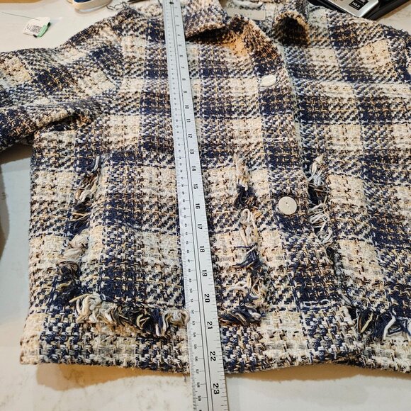 Blank NYC Once In A Lifetime Blue Plaid Tweed Shacket Medium Lady Jacket Western - Picture 10 of 15